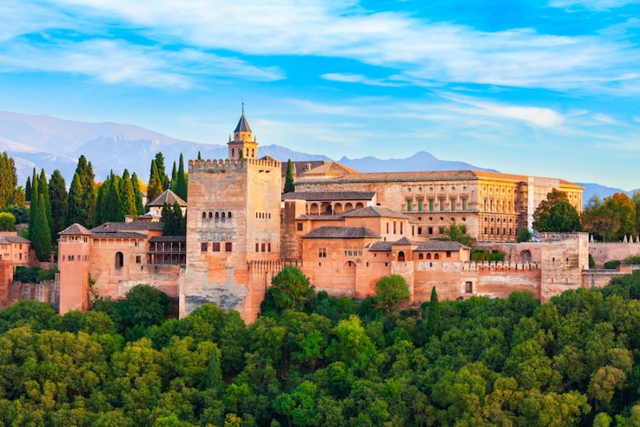 The,Alhambra,Aerial,Panoramic,View.,The,Alhambra,Is,A,Fortress