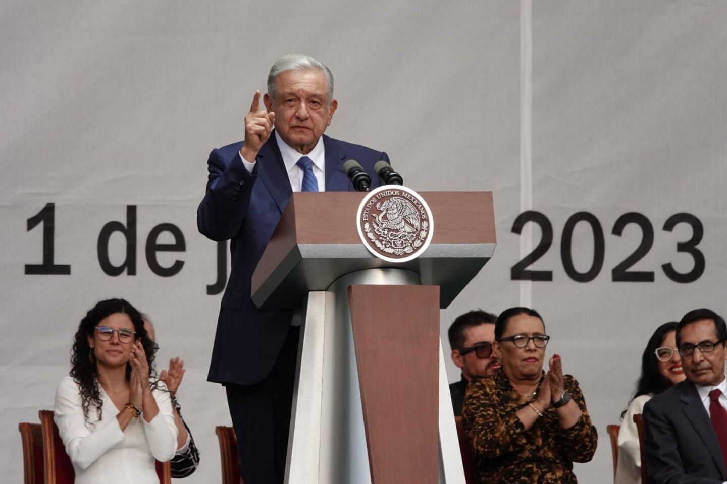 Andrés Manuel López Obrador, presidente de México, encabezó el Festejo por los 5 años del Triunfo Democrático para la Transformación de México realizado en el Zócalo capitalino