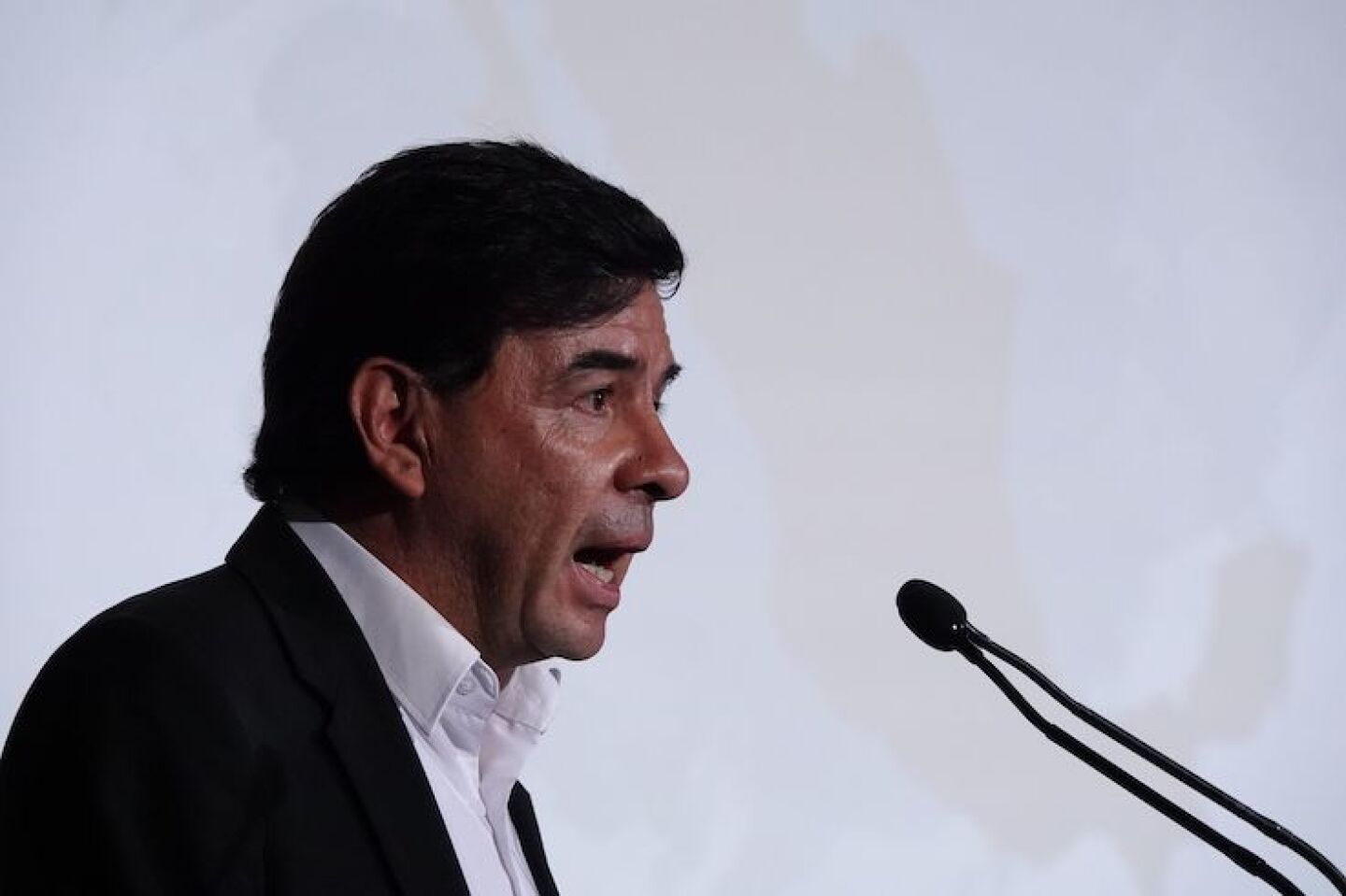 Jesús Ramírez Cuevas durante a presentación de la campaña nacional “De Frente a la Libertad” en la Cineteca Nacional.