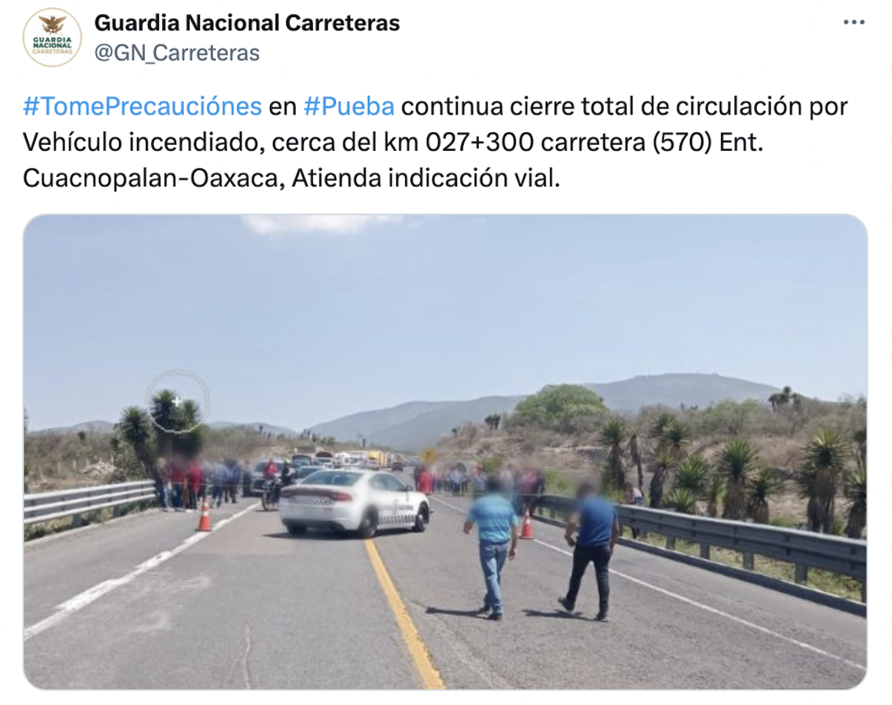Accidente en la autopista Cuacnopalan-Oaxaca