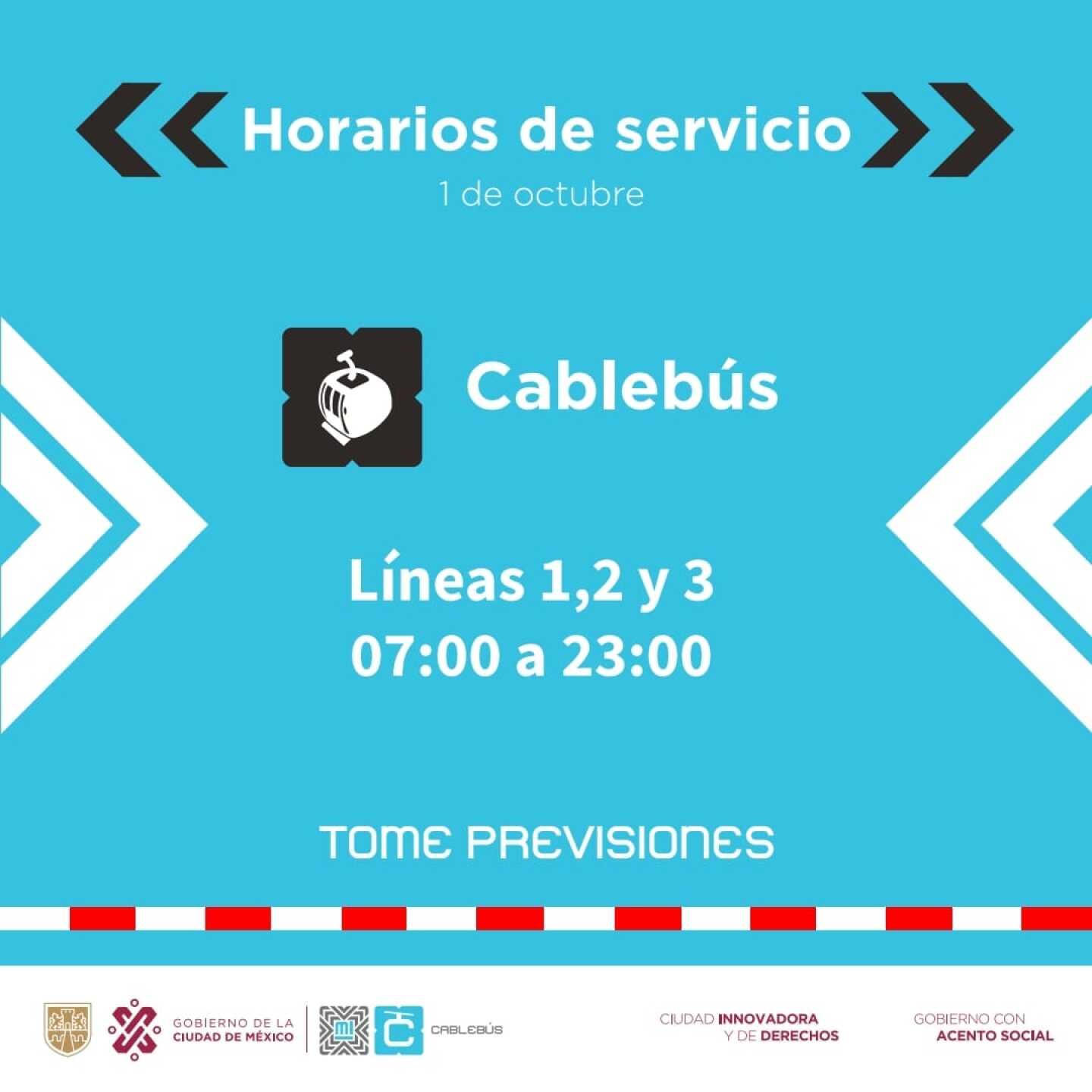 Horario Cablebus 1 de octubre