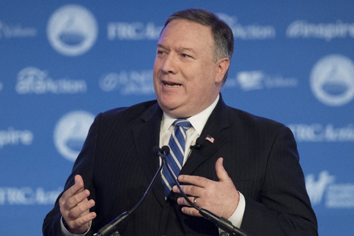 US Secretrary of State Mike Pompeo addresses the Values Voter Summit