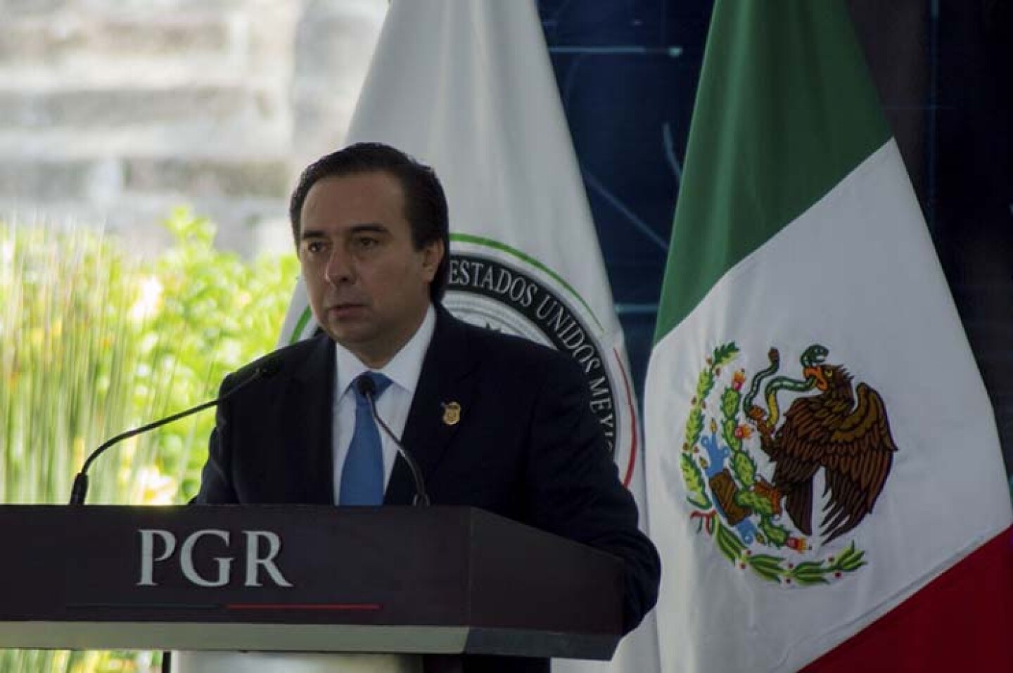 SAN JUAN DEL RÍO, QUERÉTARO, 16JUNIO2016.- Tomás Zerón de Lucio, director en jefe de la Agencia de Investigación Criminal dedicó algunas palabras con motivo de la inauguración del II Encuentro Nacional de Analistas de Investigación “Red de Intel
