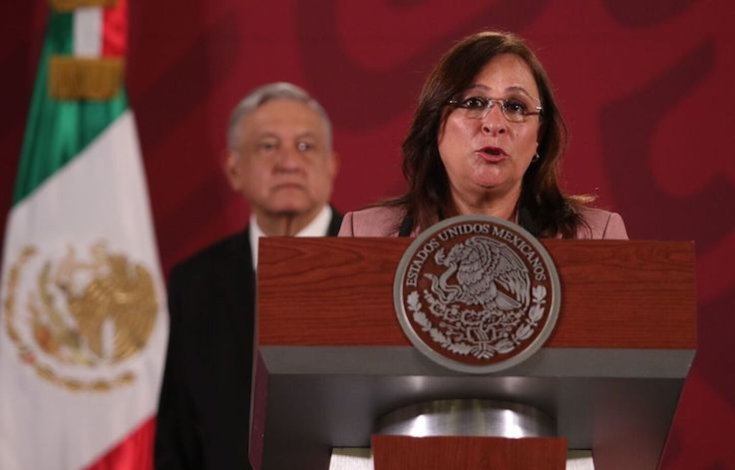 Rocío Nahle, secretaria de Energía, durante la conferencia matutina.