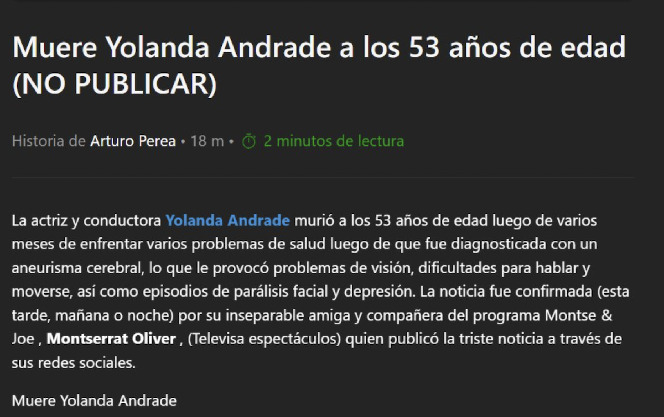 Muerte de Yolanda Andrade