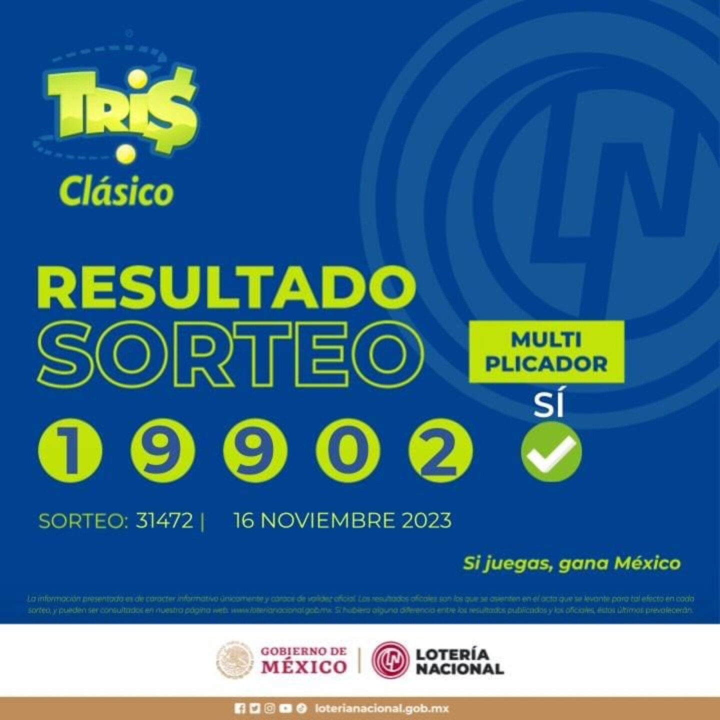 Sorteo Resultados Sorteo Tris: números ganadores de hoy 16 de noviembre 2023