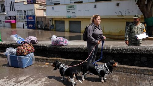 Una mujer fue rescatada, de un primer piso, junto con sus mascotas por elementos de la SEDENA en cumplimiento del Plan DN-III