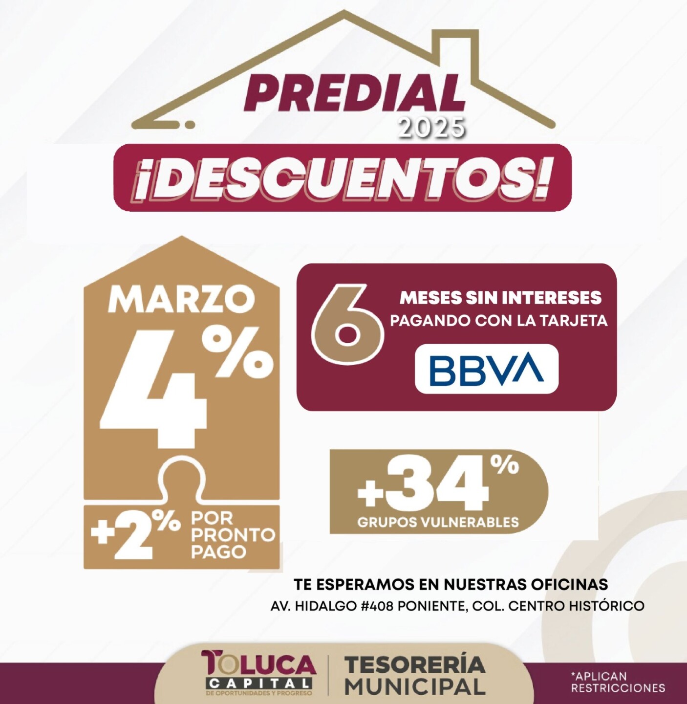 Descuentos para pago de Predial en Toluca
