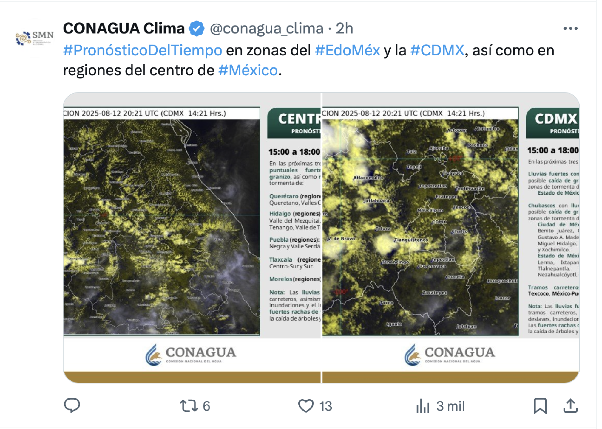 Lluvias CDMX y Edoomex