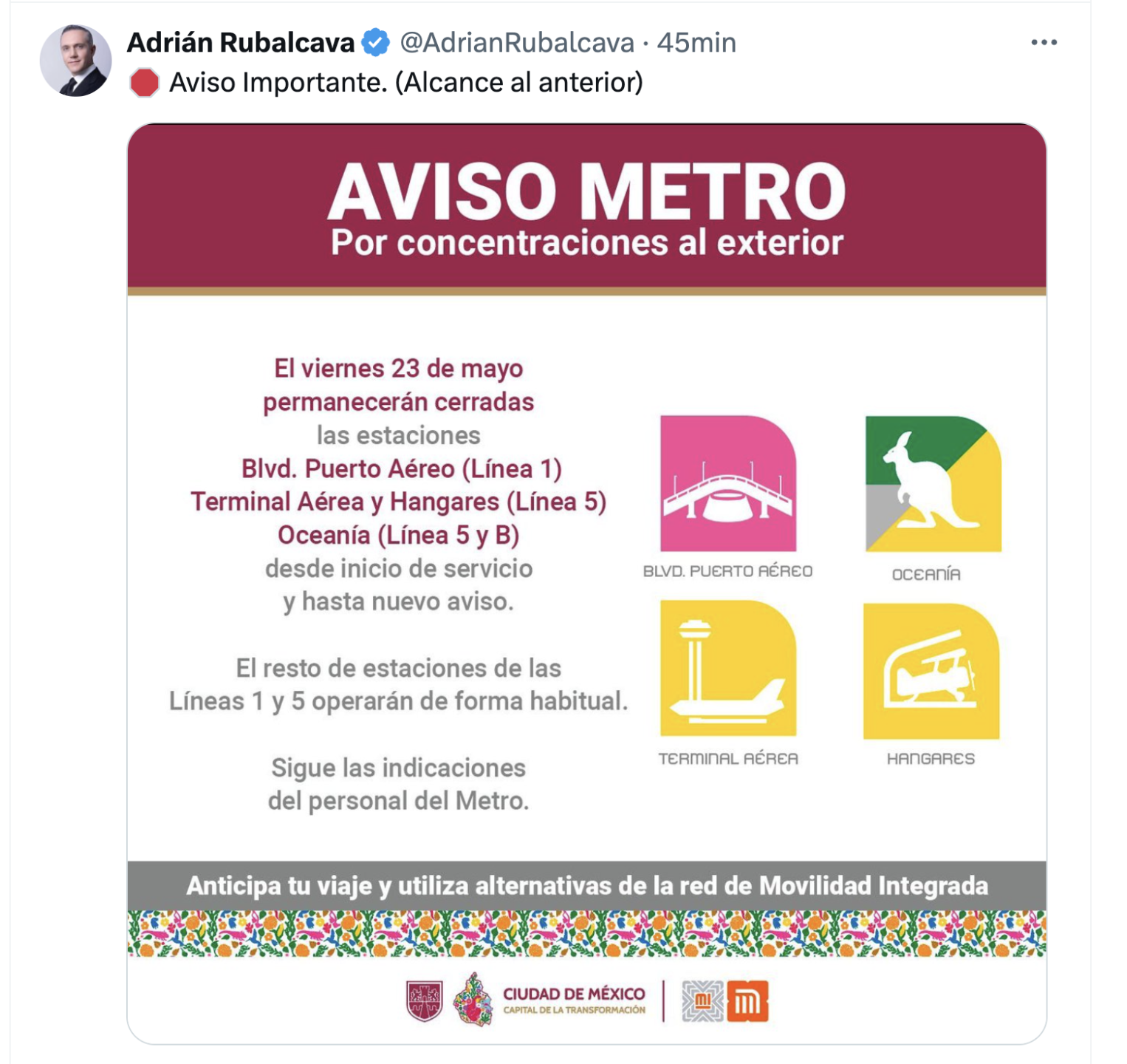 Cierre estaciones del Metro