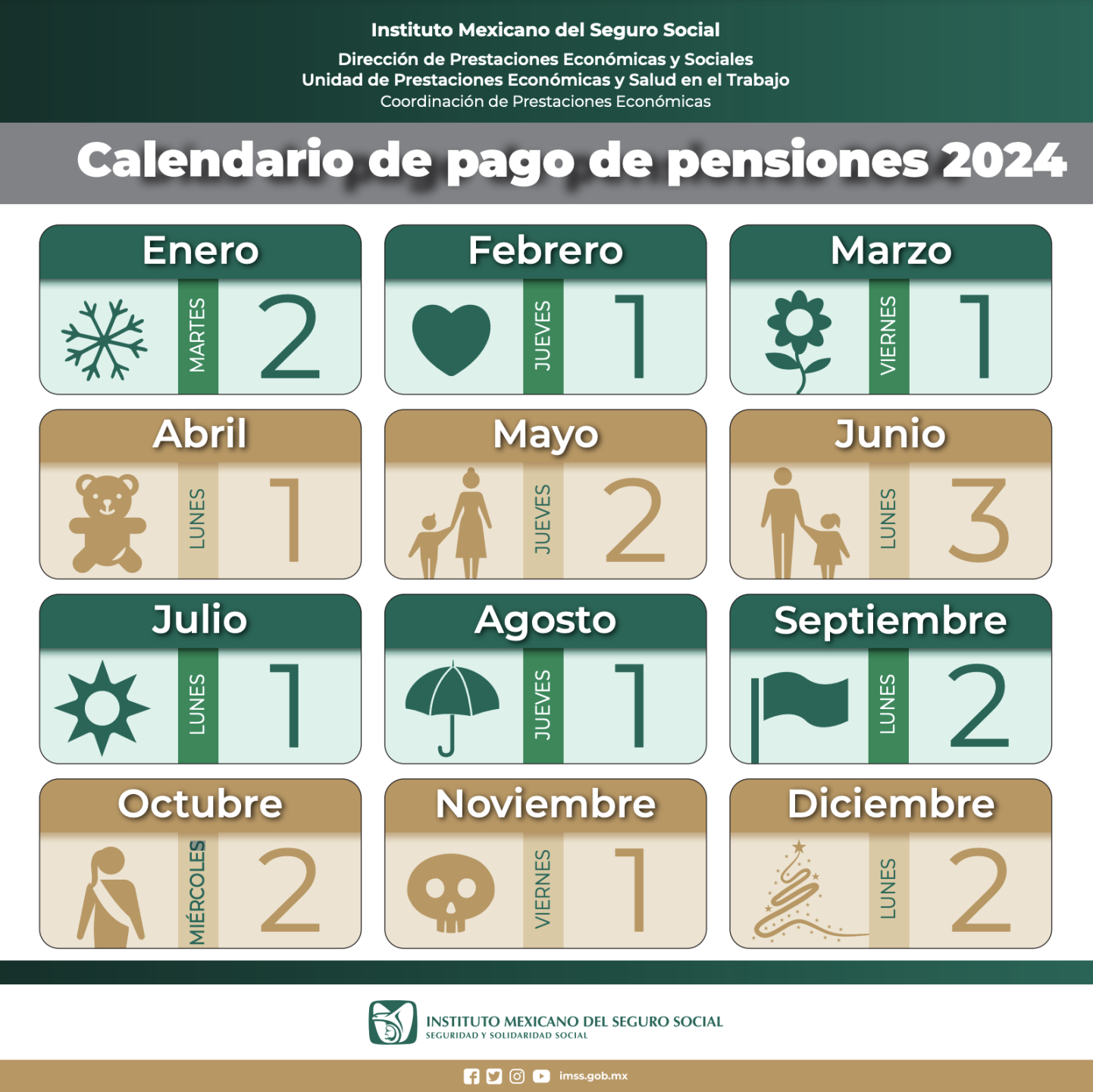 pensión calendario