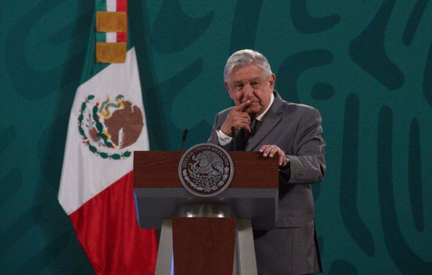 Andrés Manuel López Obrador, presidente de México, durante la conferencia matutina dedicada al tema de salud que se lleva a cabo en Palacio Nacional. Se destacó el tema de la aplicación y distribución de la vacuna contra COVID-19.