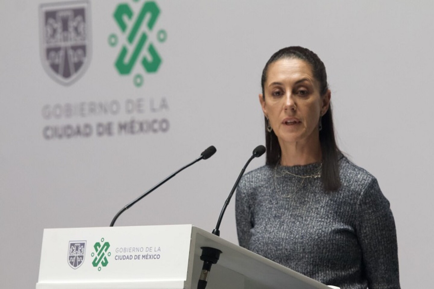 Claudia Sheinbaum, jefa de Gobierno de la Ciudad, durante conferencia de prensa donde se presentaron herramientas web para el trato a pacientes con síntomas del virus COVID-19