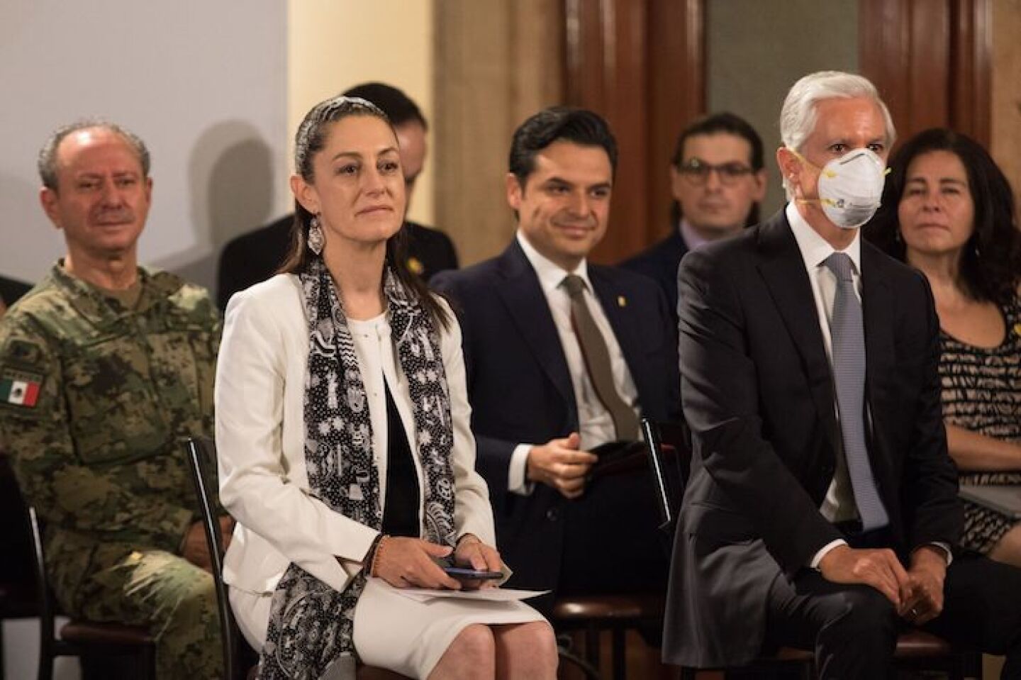 Claudia Sheinbaum y Alfredo del Mazo Martes AMLO en la conferencia mañanera que se ofrece todos los días en Palacio Nacional.