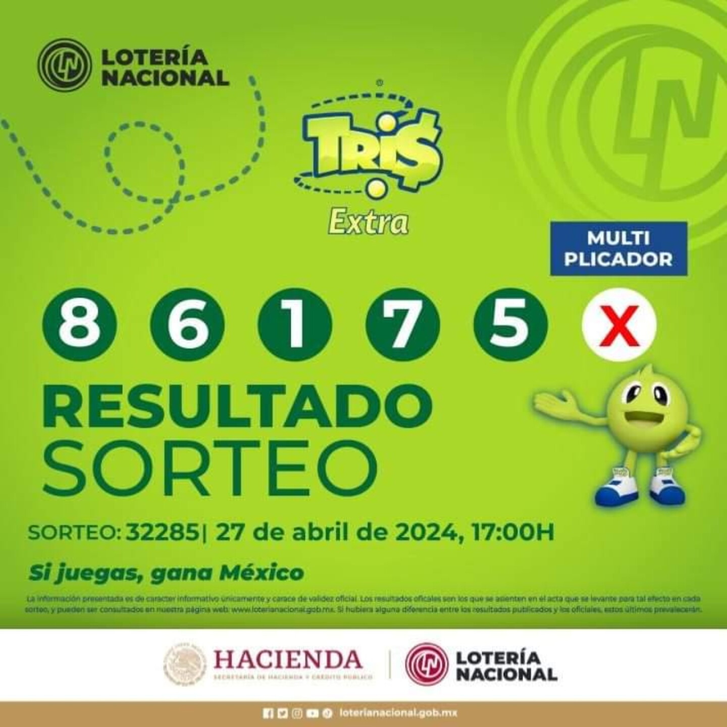 Sorteo Resultados Sorteo Tris: números ganadores de hoy 27 de abril de 2024