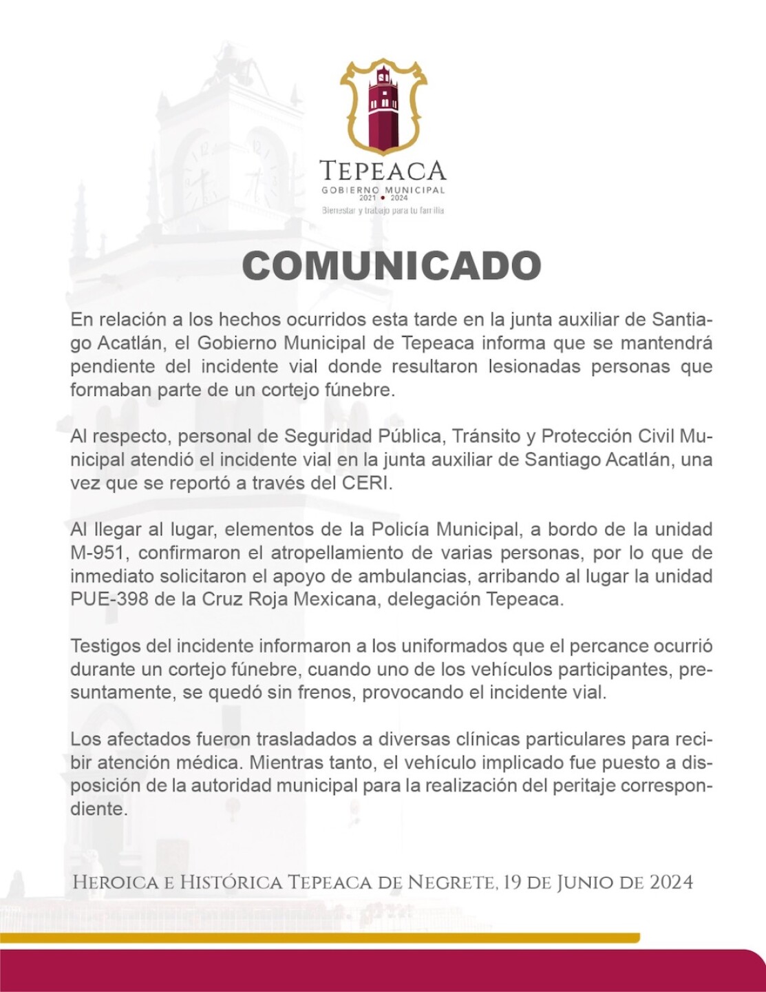 Accidente durante cortejo fúnebre en Tepeaca, Puebla