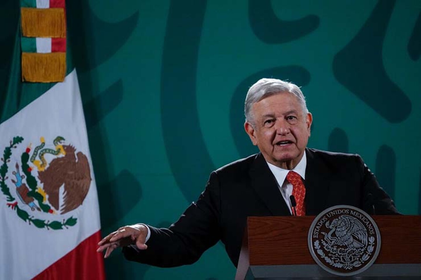 Andrés Manuel López Obrador durante la conferencia matutina sobre seguridad en Palacio Nacional