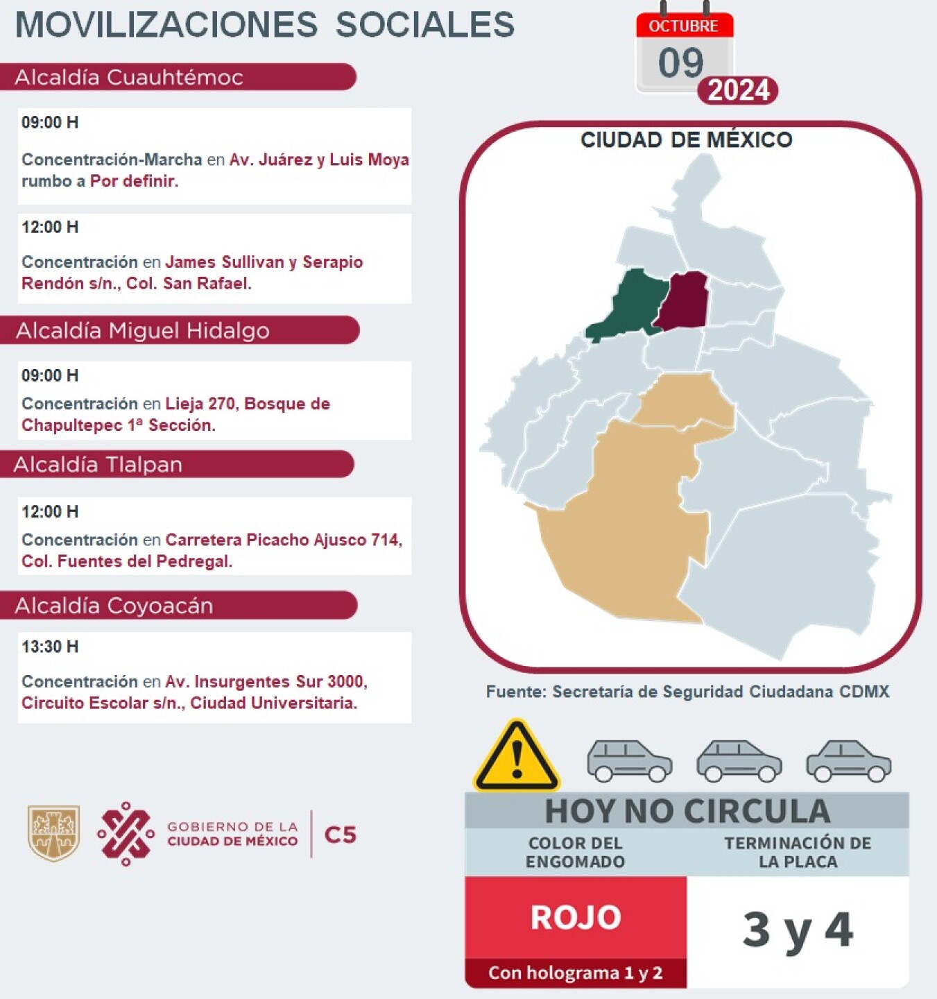 marchas y manifestaciones CDMX