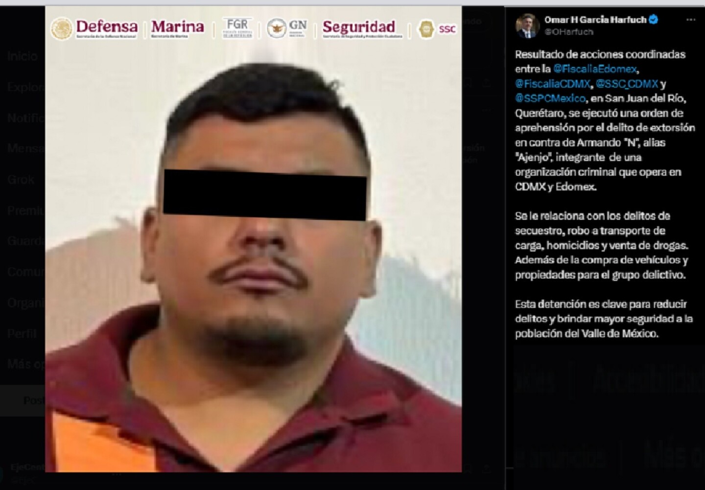 Armando N alias Ajenjo integrante de una organización criminal que opera en CDMX y Edomex.jpg