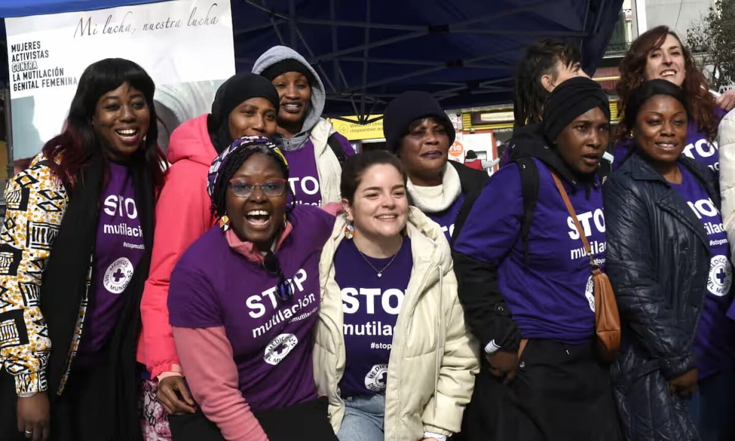 Mujeres protestan en Madrid con motivo del Día Internacional de Tolerancia Cero con la Mutilación Genital Femenina, el 6 de febrero. Foto: Richard Zubelzu/Zuma Press Wire/Rex/Shutterstock