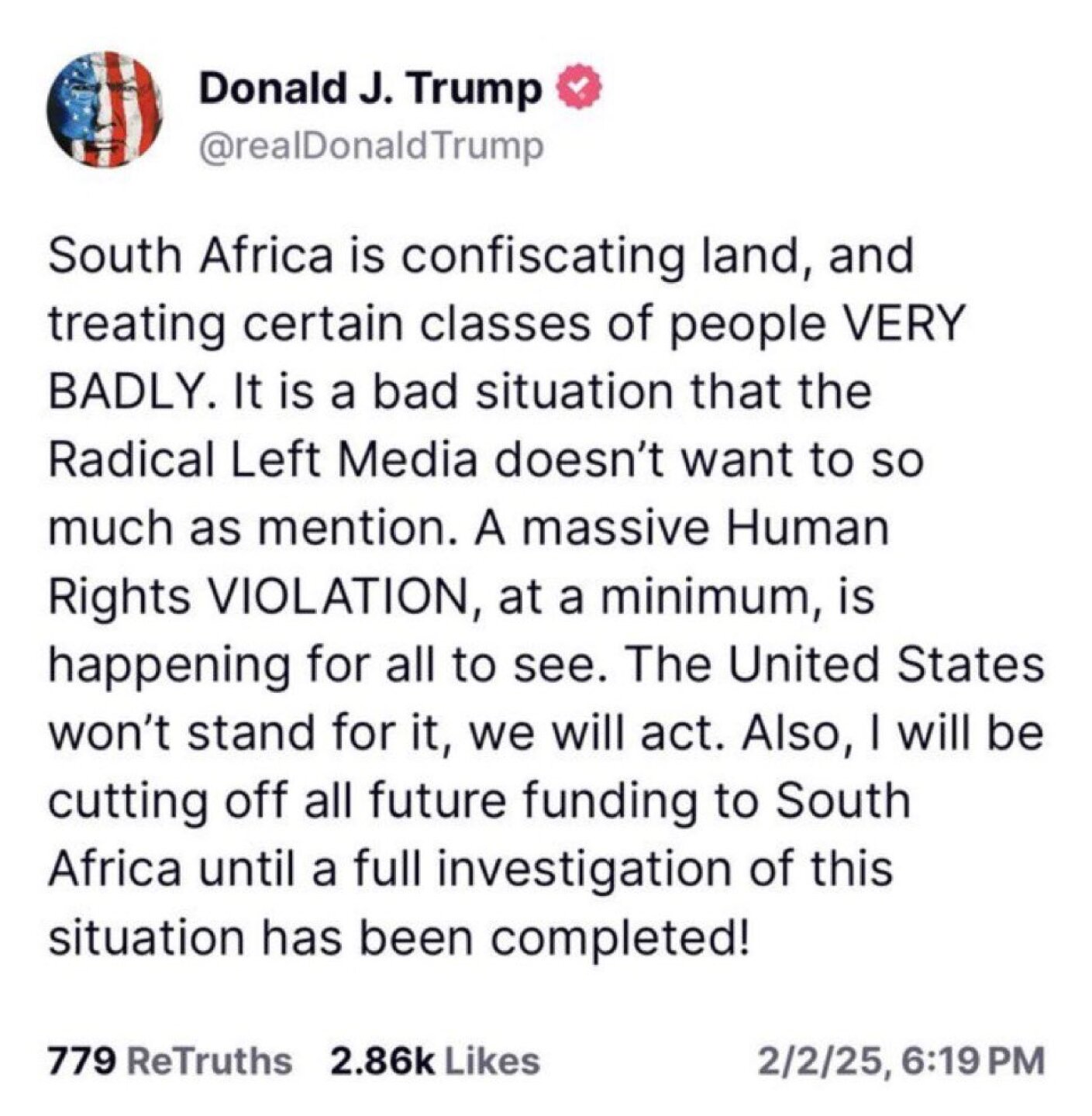 Donald Trump Sudáfrica