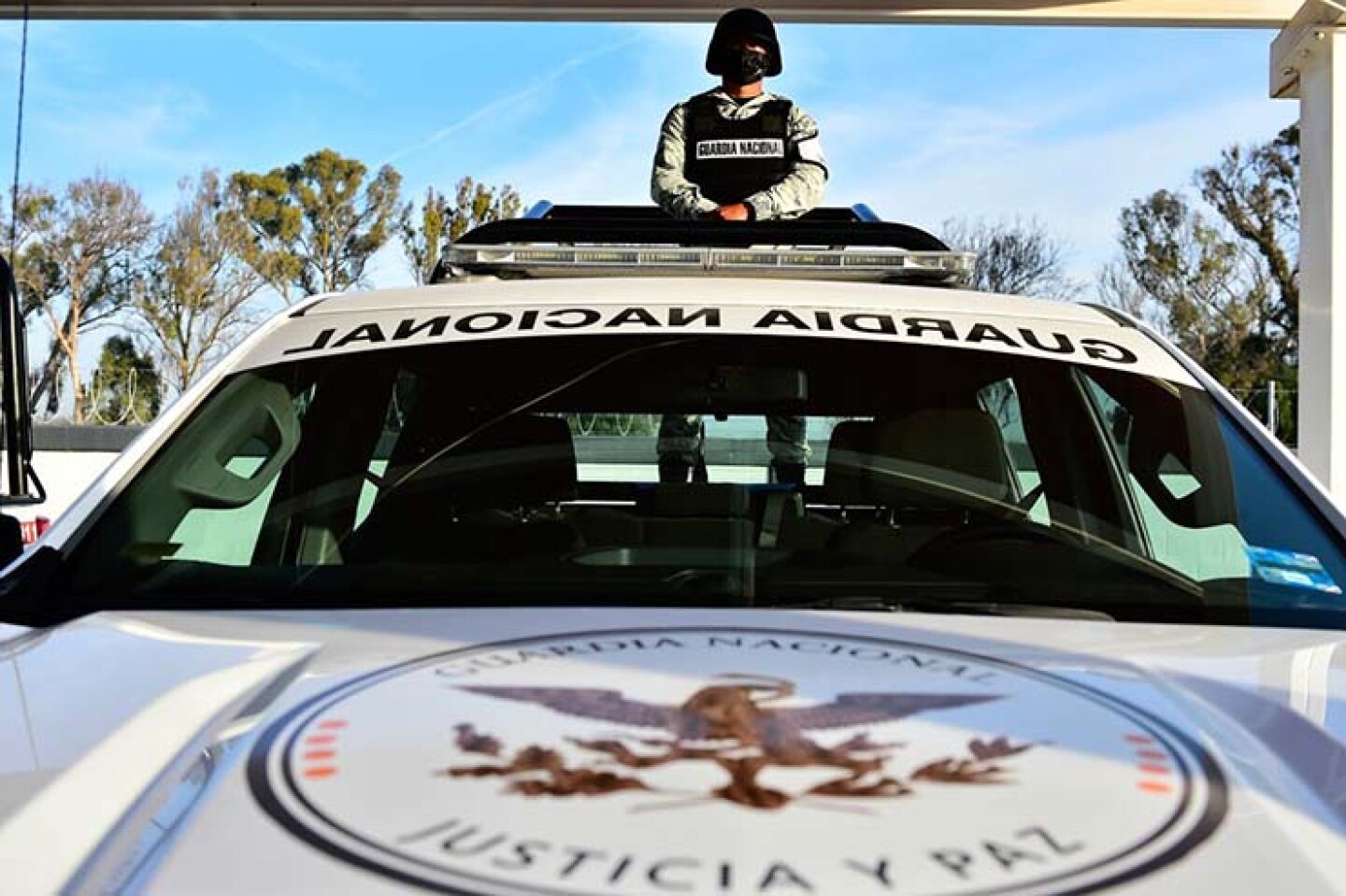 Un patrulla de la Guardia Nacional en sus nuevas instalaciones en Soledad Graciano Sánchez, San Luis Potosí.