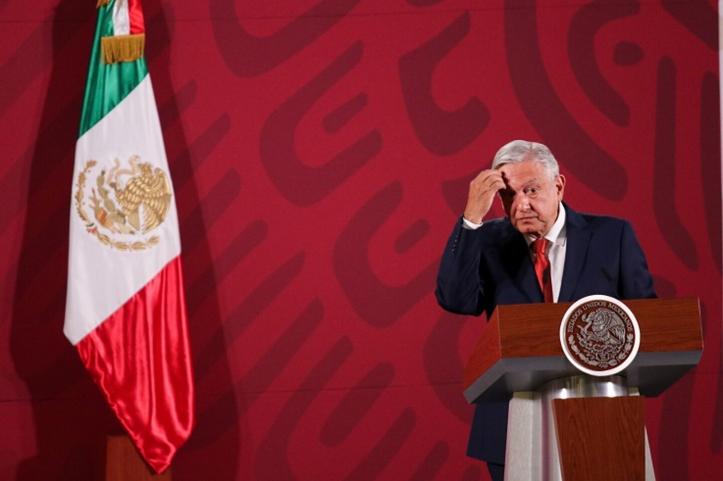 Andrés Manuel López Obrador, presidente de México, encabezó la conferencia de prensa en Palacio Nacional.