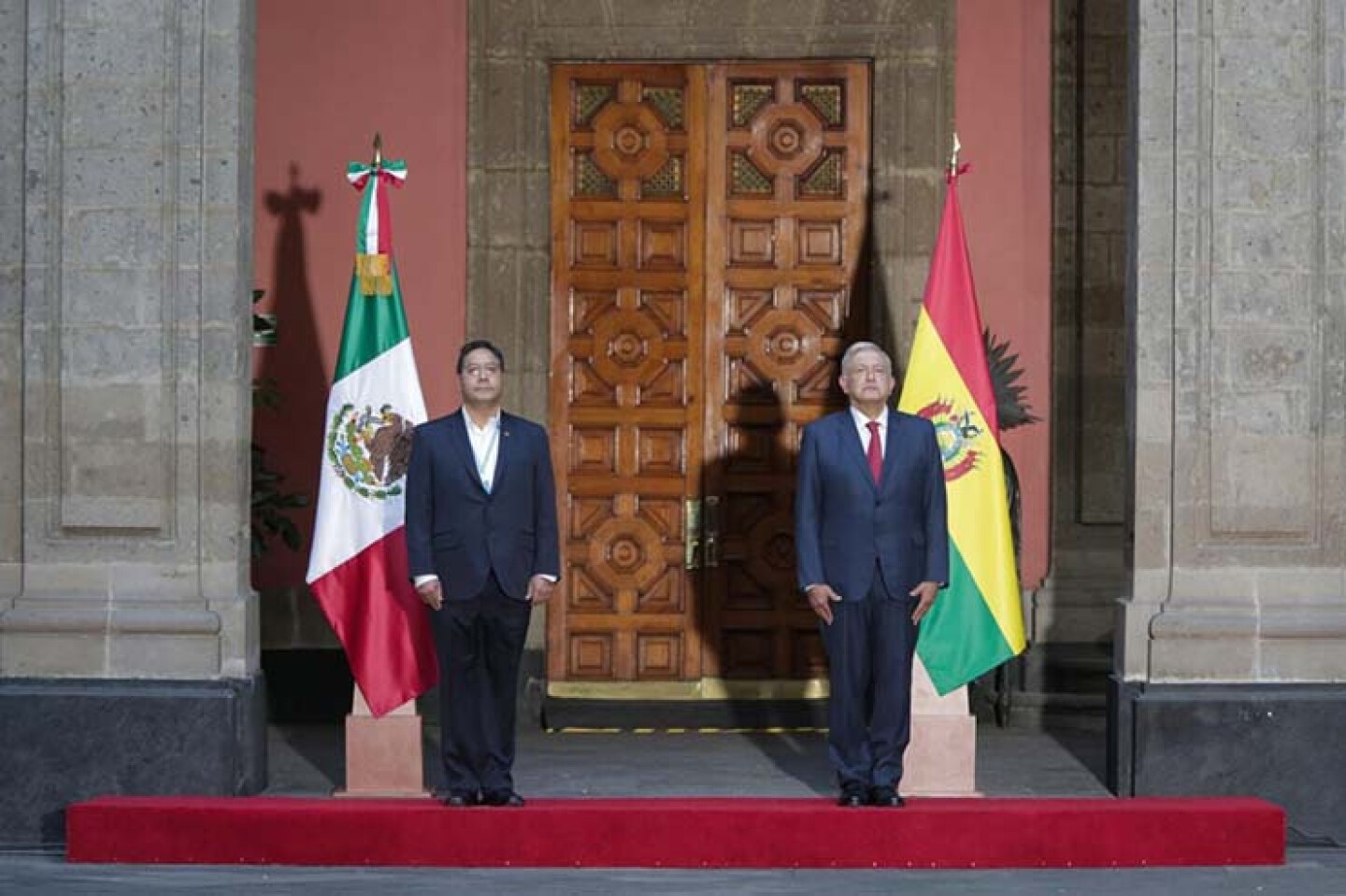 Andrés Manuel López Obrador, Presidente de México, y Luis Alberto Arce Catacora, Presidente de Bolivia, recorrieron el Palacio Nacional, durante el inicio de actividades de la visita de estado del mandatario boliviano.