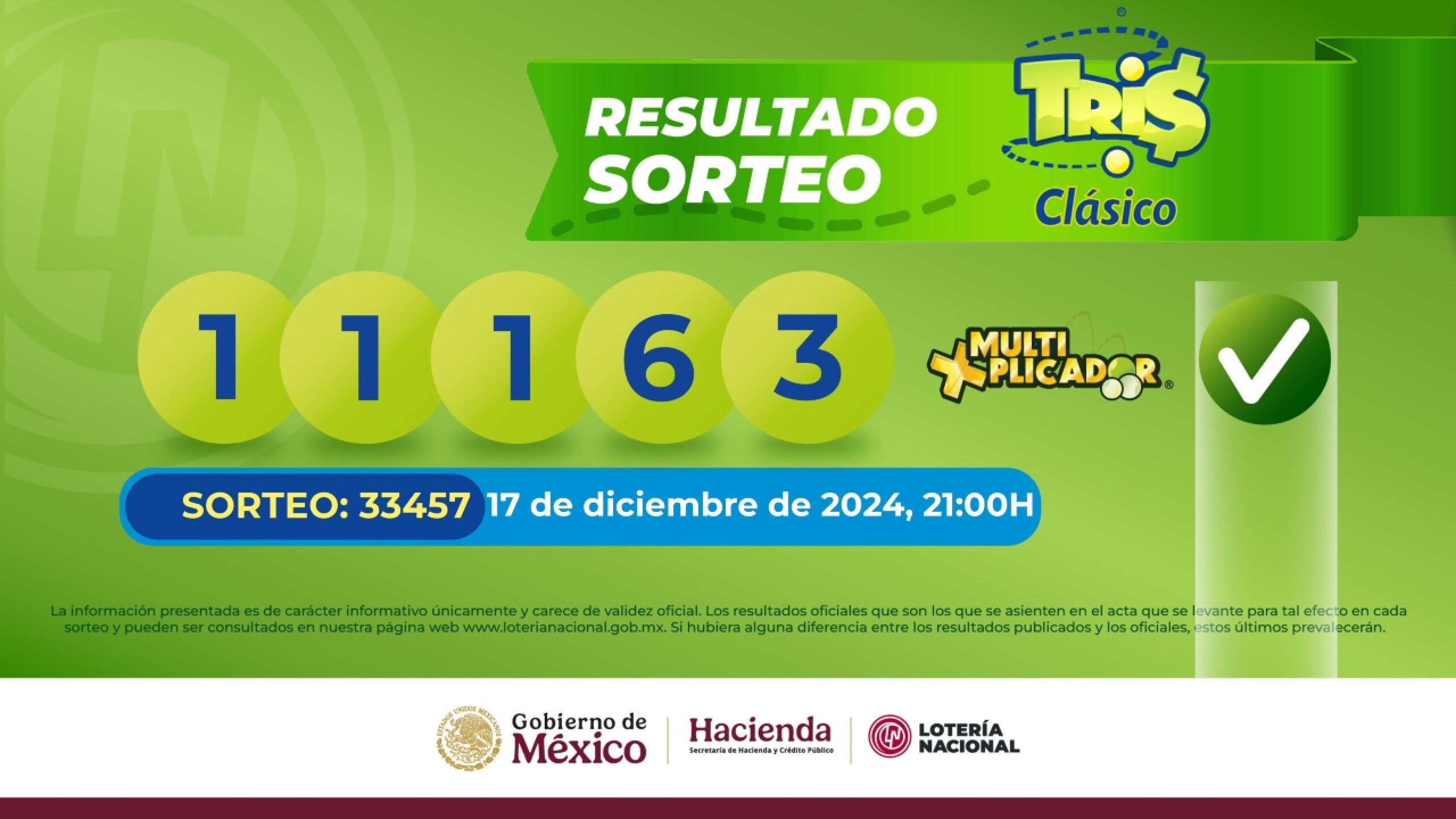 Templed Sorteo Resultados Sorteo Tris: números ganadores de hoy 17 de diciembre de 2024
