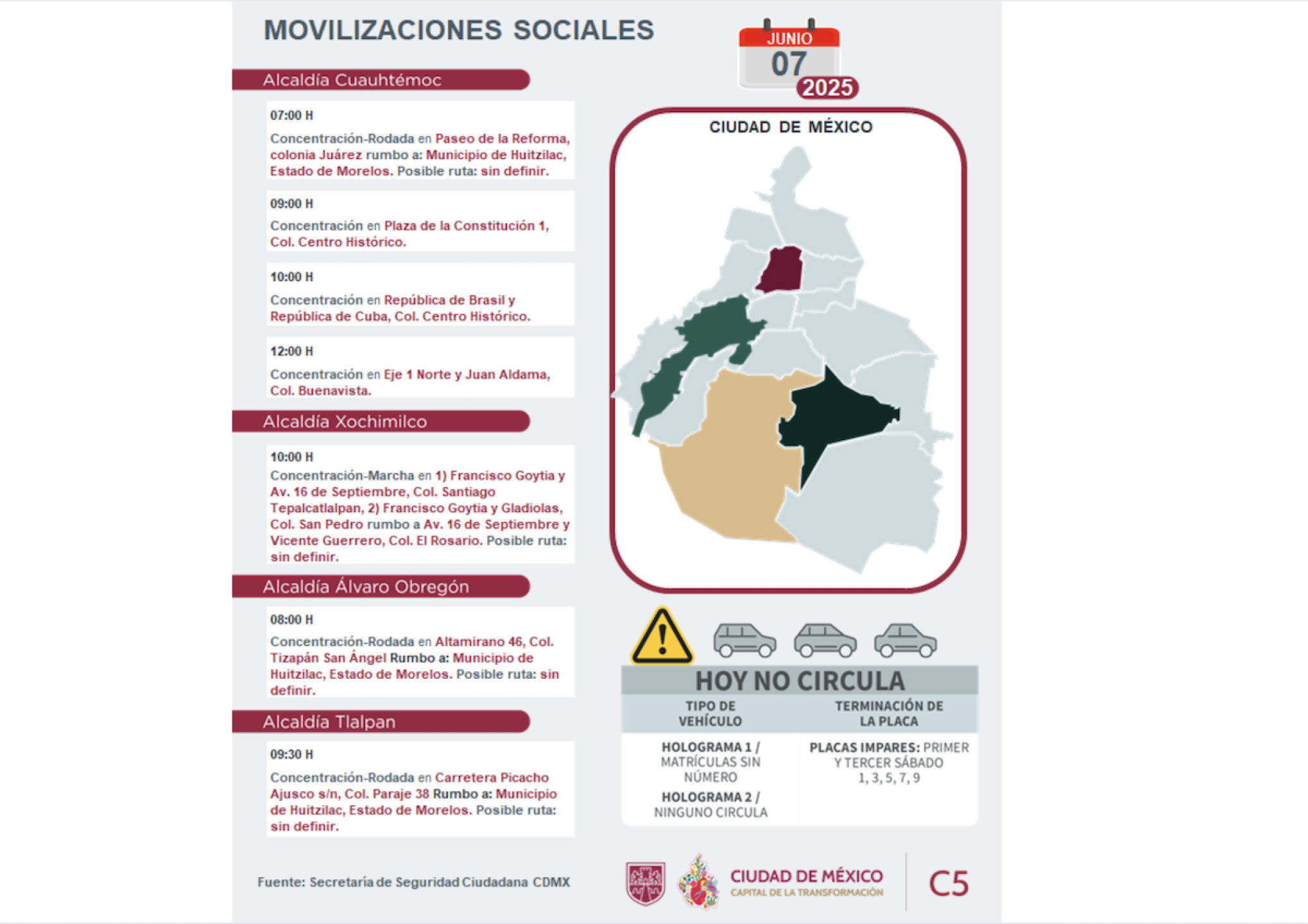 agenda de movilizaciones 7 de junio