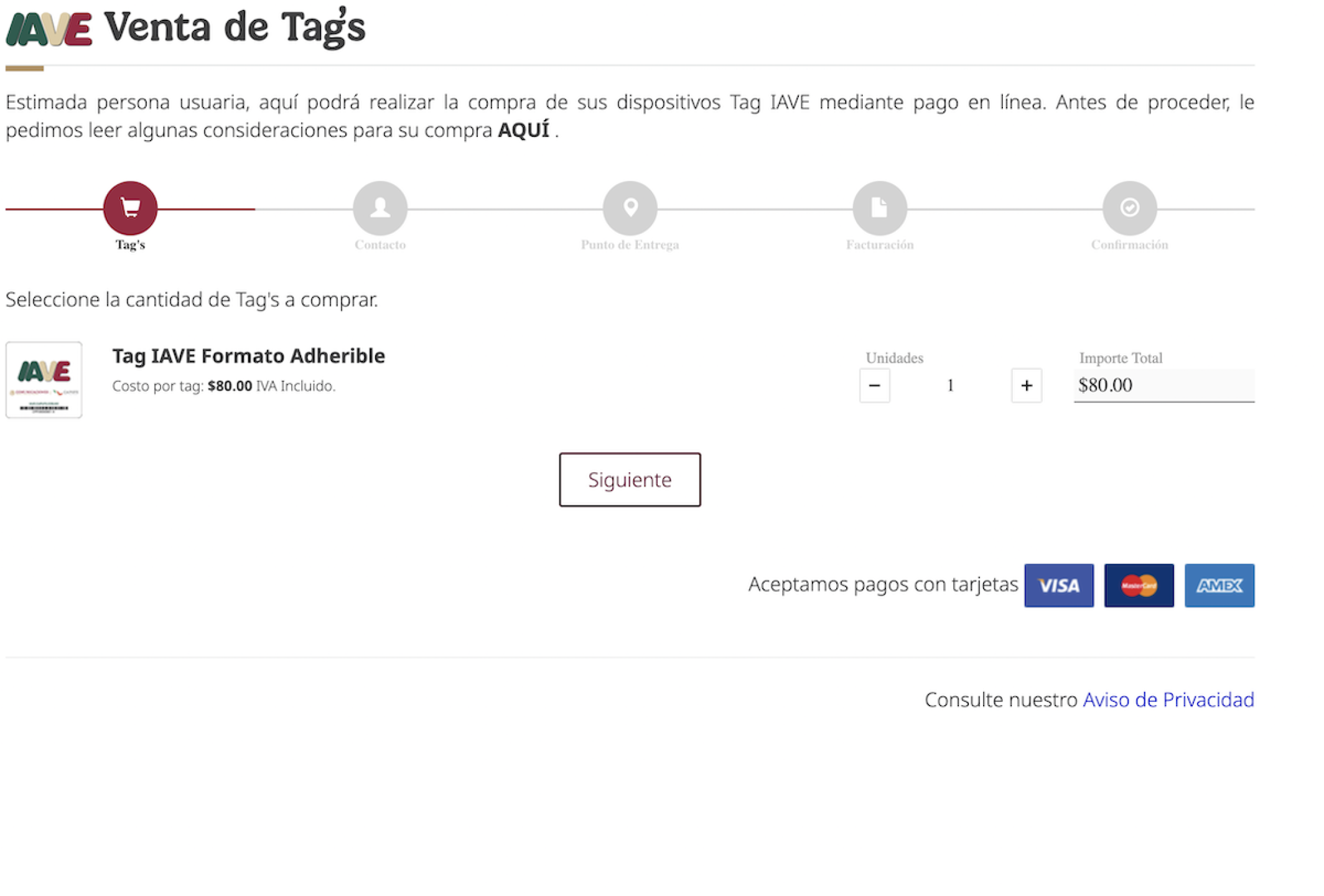 comprar TAG IAVE