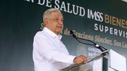 Andrés Manuel López Obrador, presidente de México, encabezó la supervisión del Plan de Salud IMSS – Bienestar San Luis Potosí en el Hospital General IMSS - Bienestar de Soledad de Graciano Sánchez.