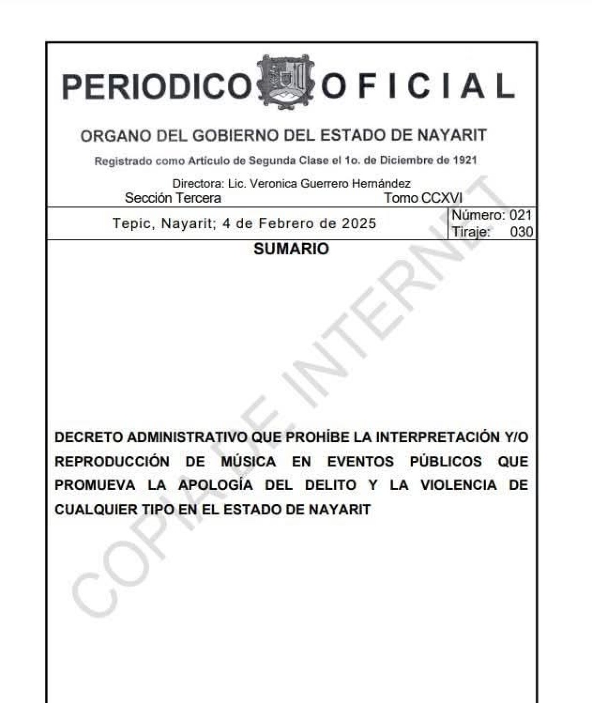 Prohibición narcorridos Nayarit