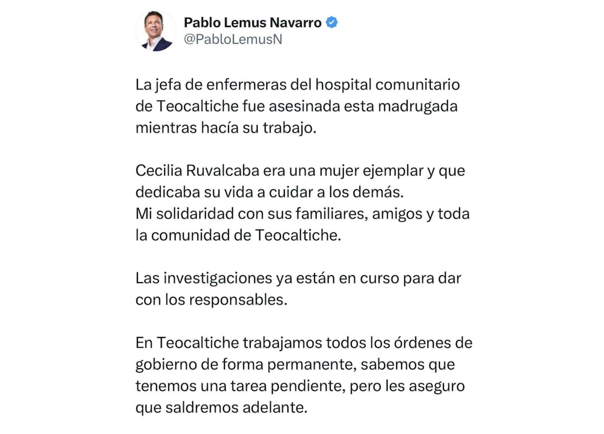 Mensaje del gobernador de Jalisco