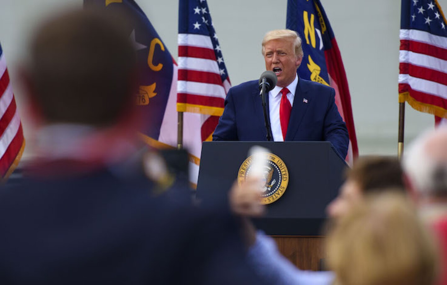 President Donald Trump Speaks At U.S.S. Battleship North Carolina