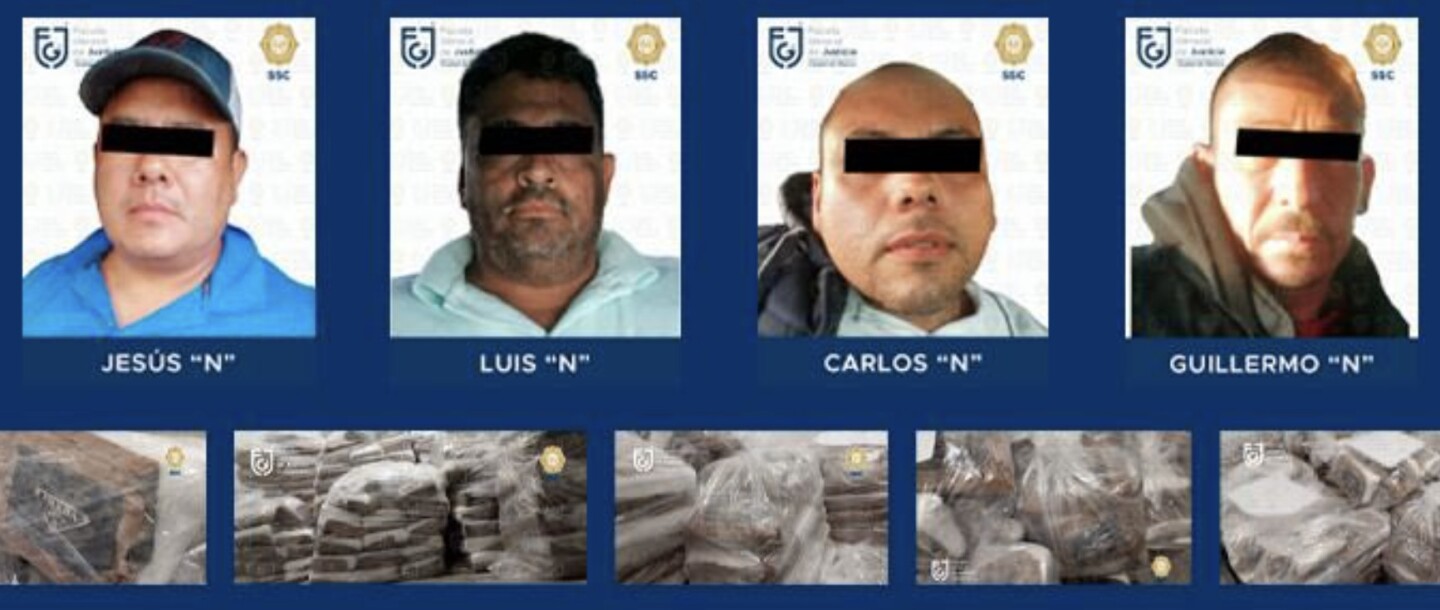 detenidos por decomiso de cocaína en camiones en CDMX