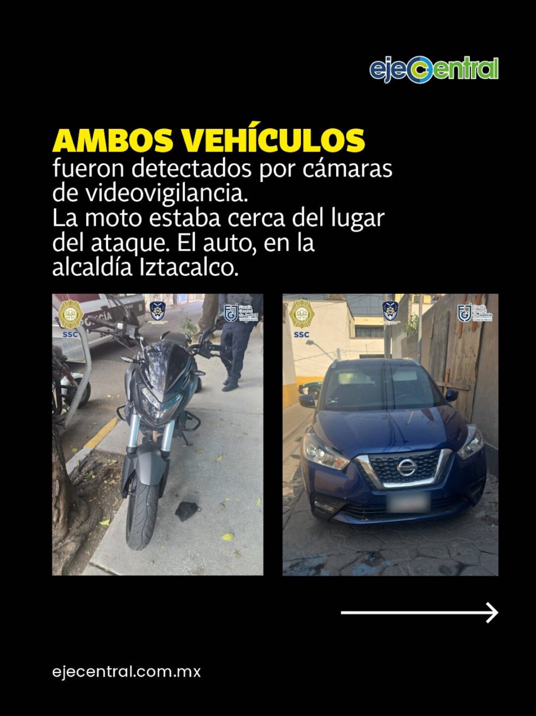 Vehículos relacionados en el homicidio de dos colaboradores de Clara Brugada.