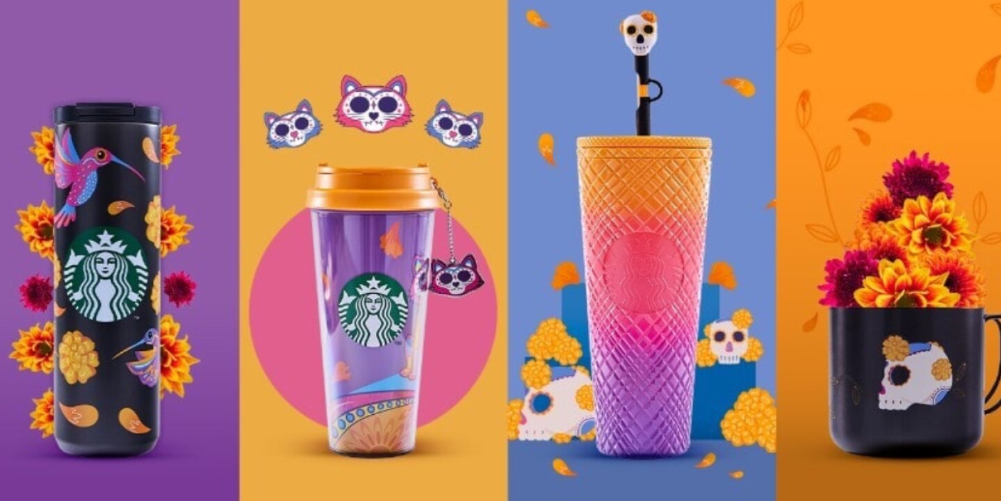 Vasos Starbucks día de muertos