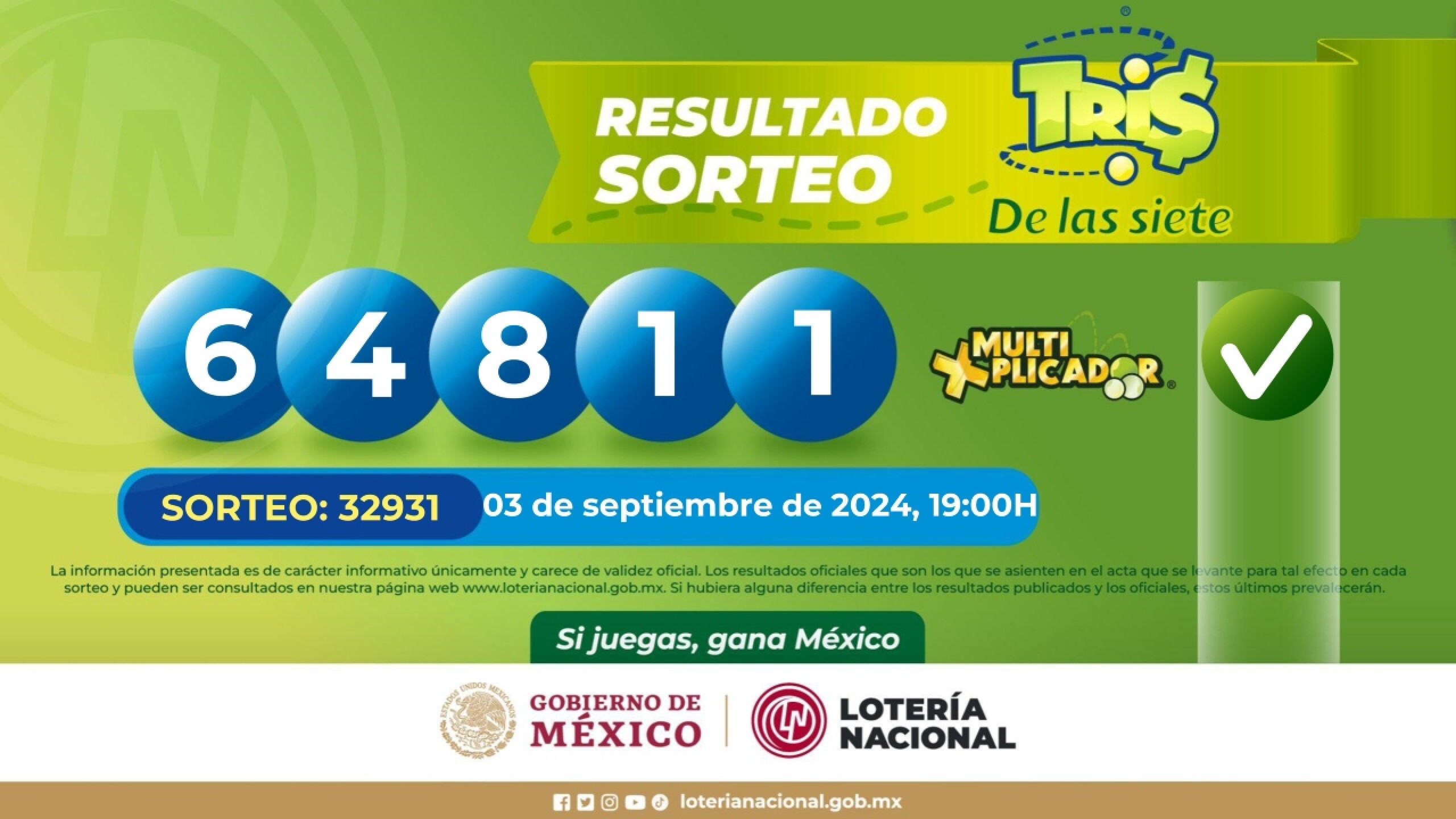 Sorteo Resultados Sorteo Tris: números ganadores de hoy 3 de septiembre de 2024