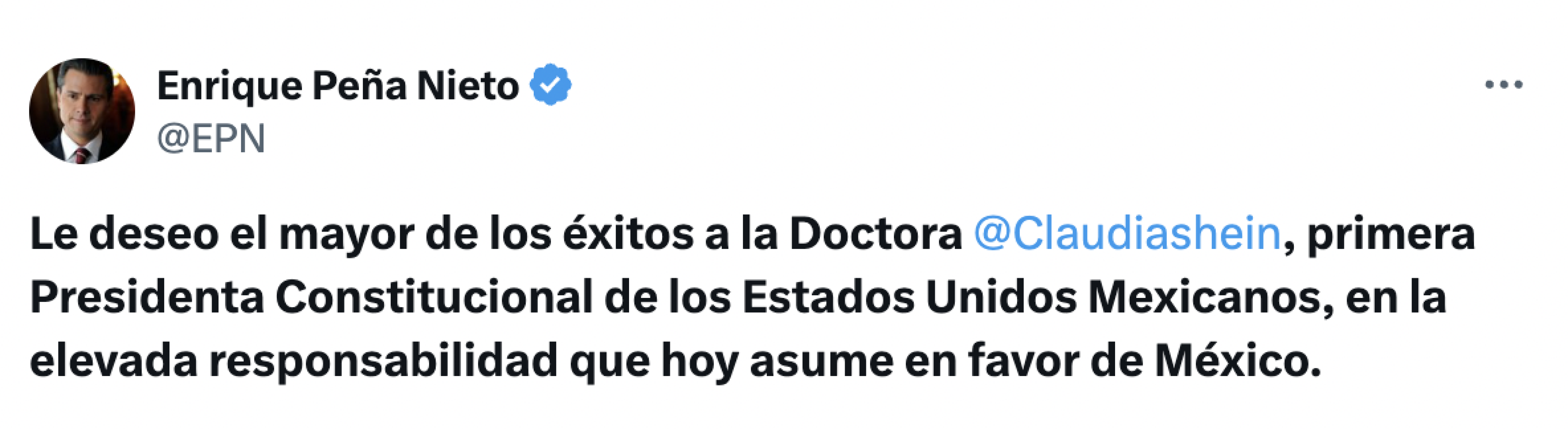 Mensaje de Peña Nieto a Sheinbaum