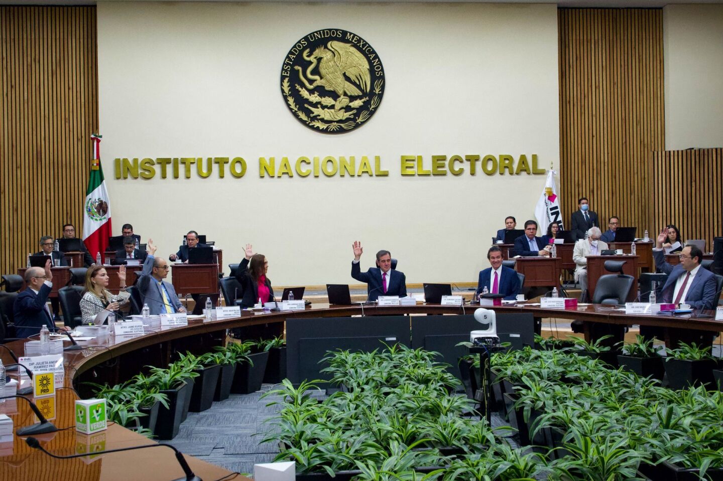 Votación durante la sesión extraordinaria del INE.