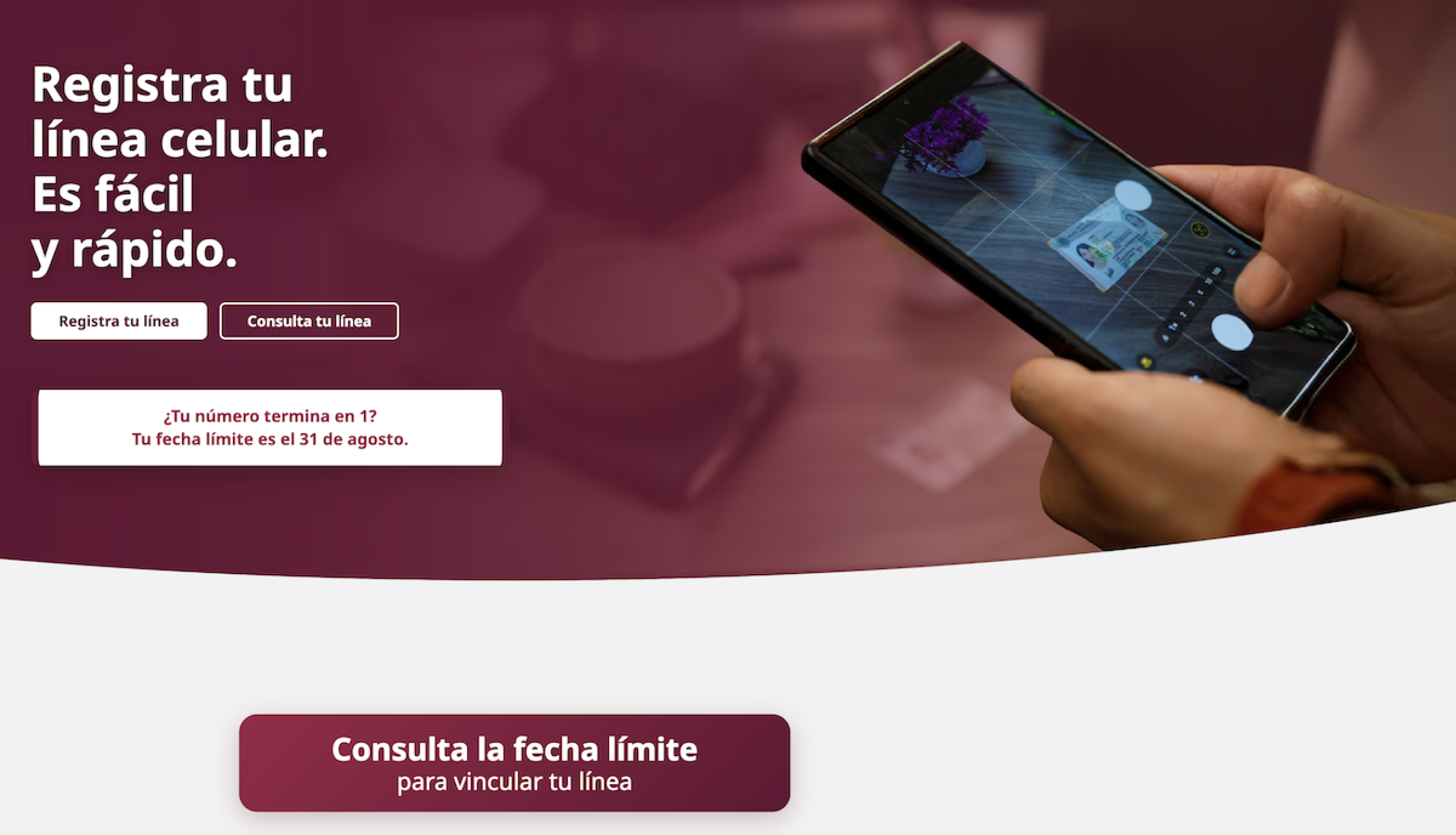 registro de la línea celular