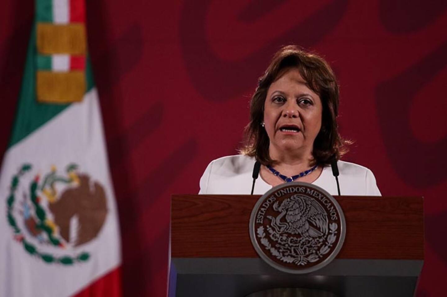 Martha Delgado Peralta, subsecretaria de Asuntos Multilaterales de la SRE, durante la conferencia matutina.