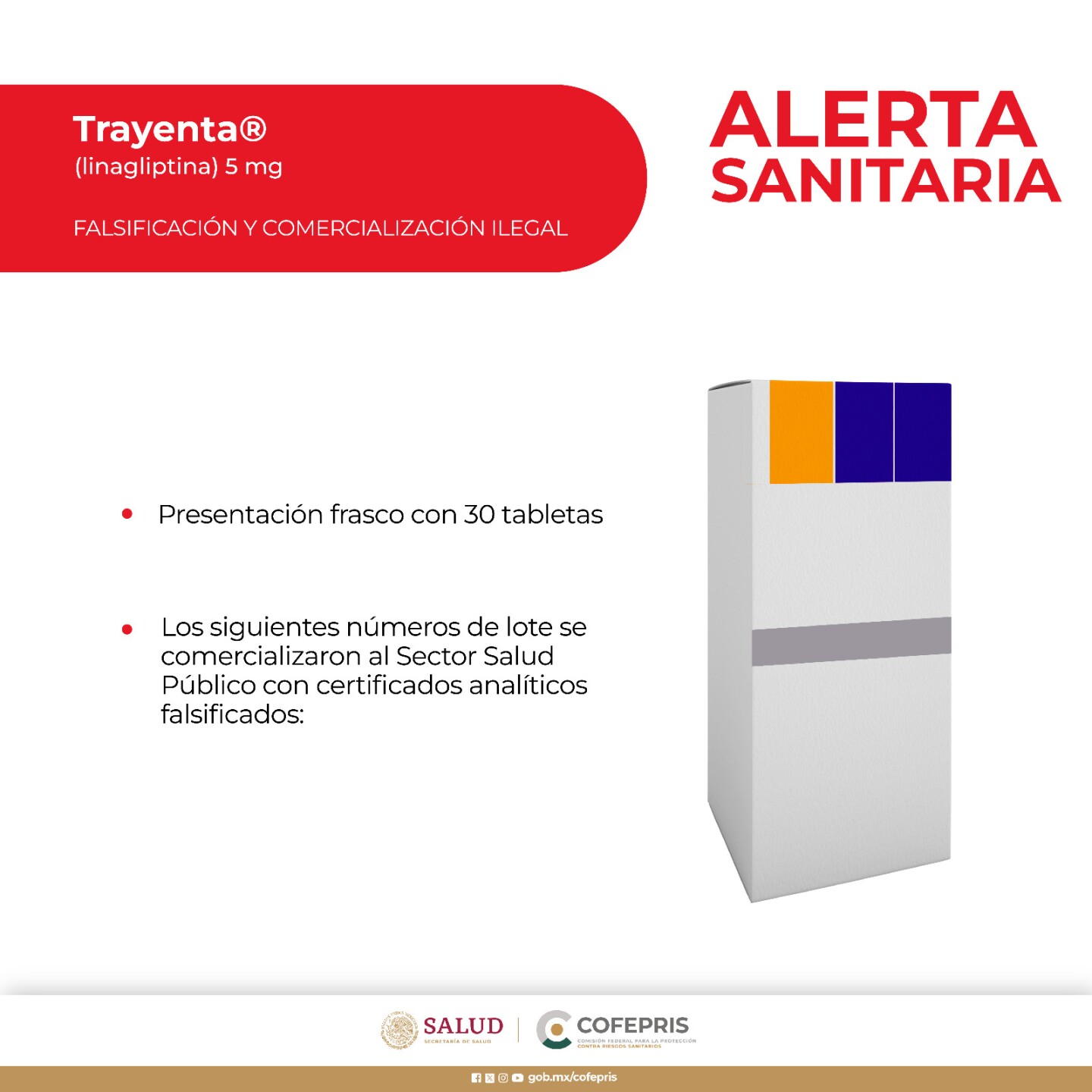 Cofepris advierte medicamento falso diabetes 2