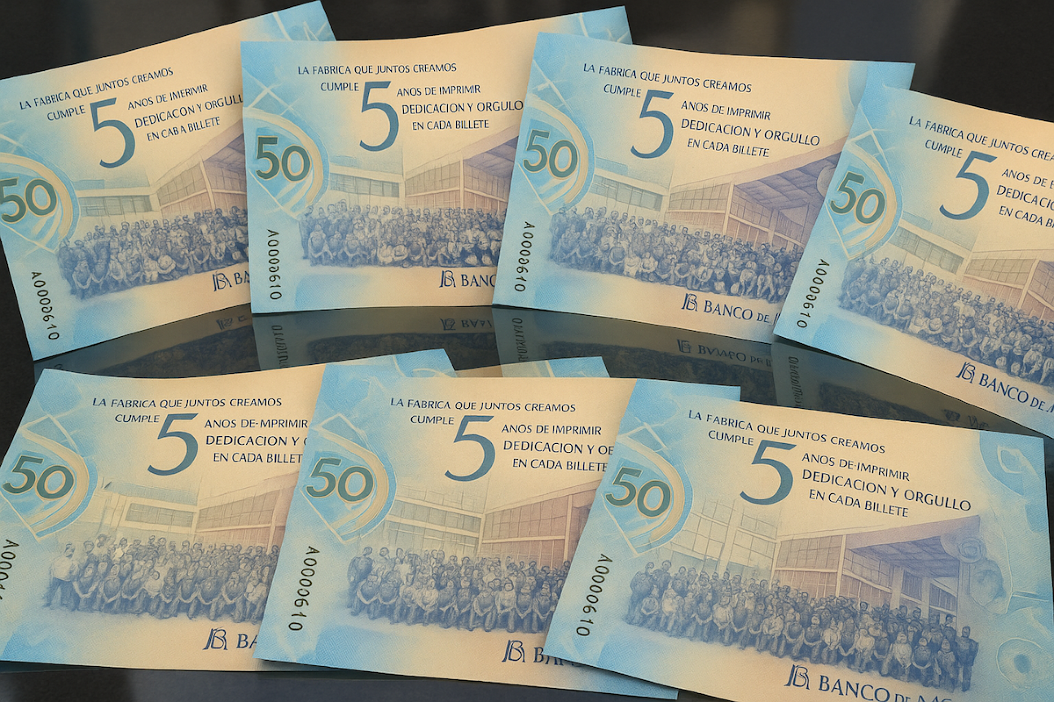 Billetes de 5 pesos.