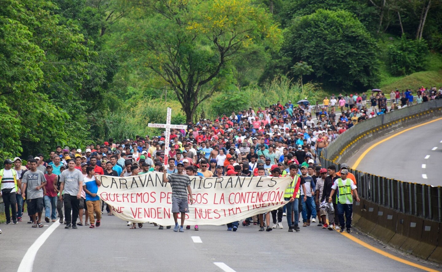 Caravana migrante en Huixtla, Chiapas