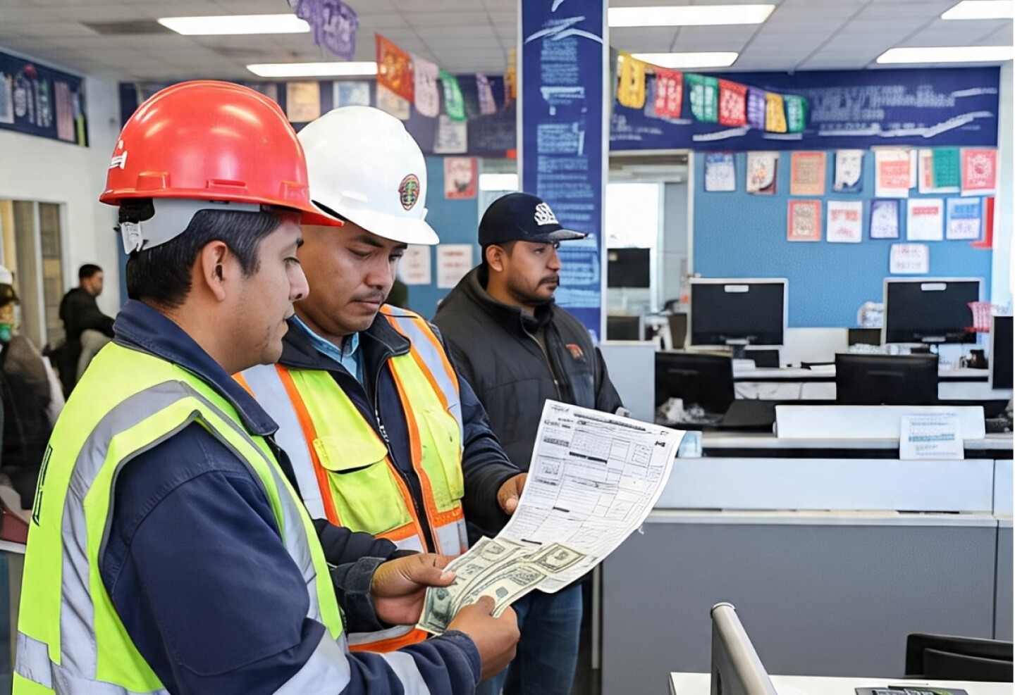 Mexicanos en Estados Unidos enviando remesas a México