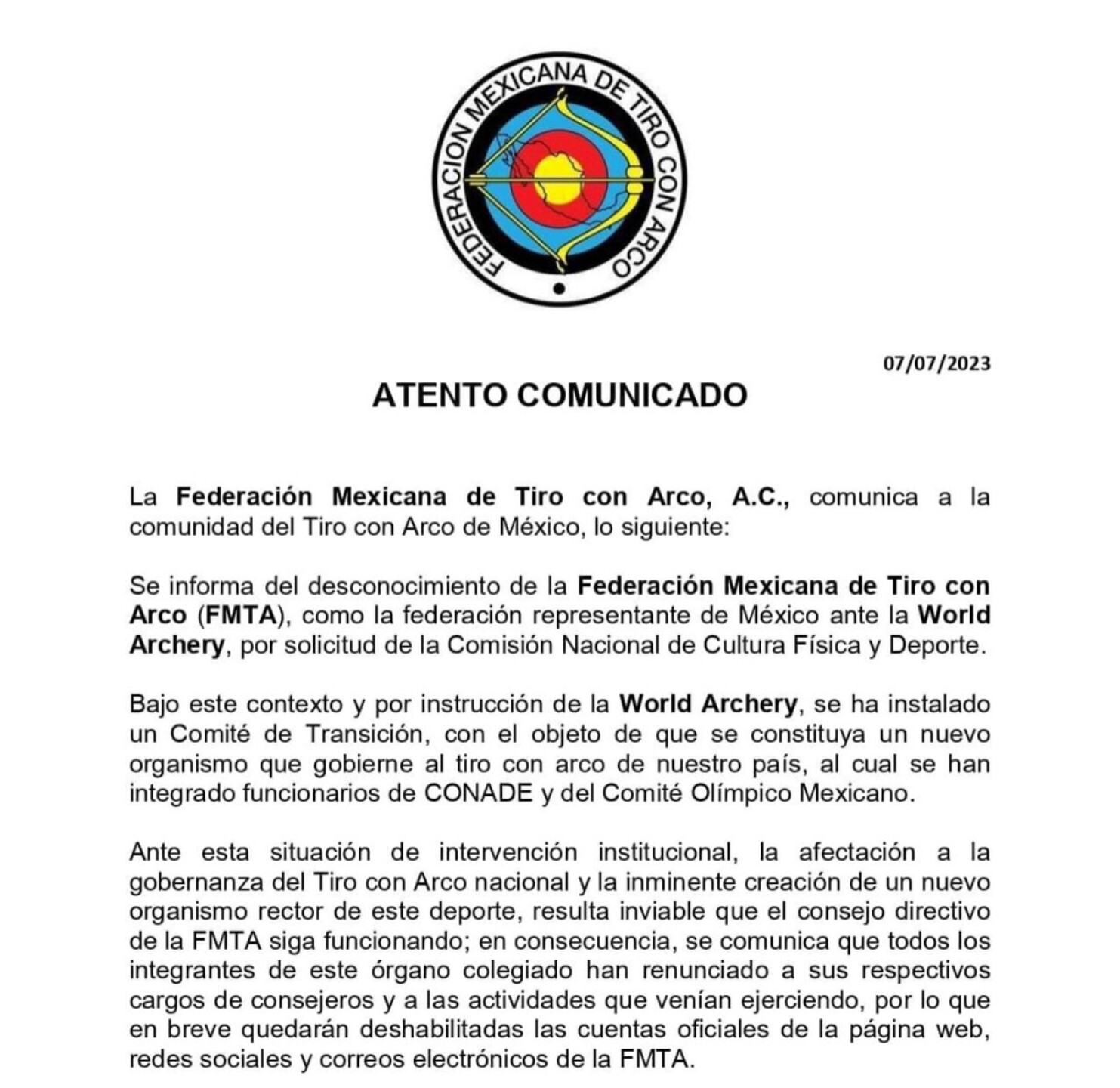 federacion-mexicana-de-tiro-con-arco-desaparece