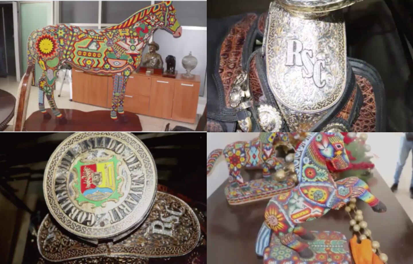 Aseguran arte wixárika y silla de montar de oro a Sandoval