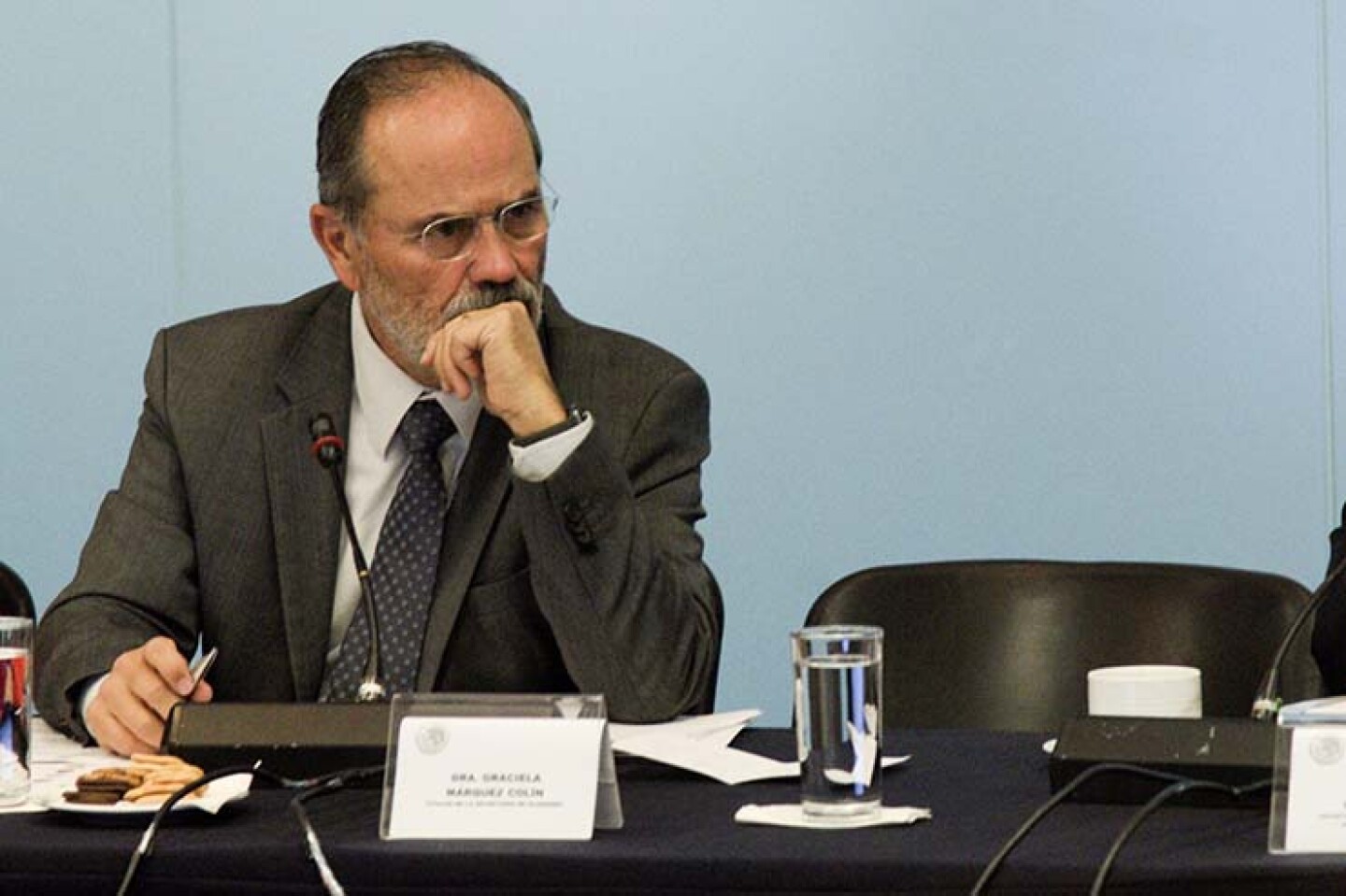 CIUDAD DE MÉXICO, 14NOVIEMBRE2019.- Gustavo Enrique Madero, senador del PAN, encabezó la Comisión de Economía del Senado de la República; la secretaria de Economía, Graciela Márquez Colín, canceló la participación que tenía programada para la r